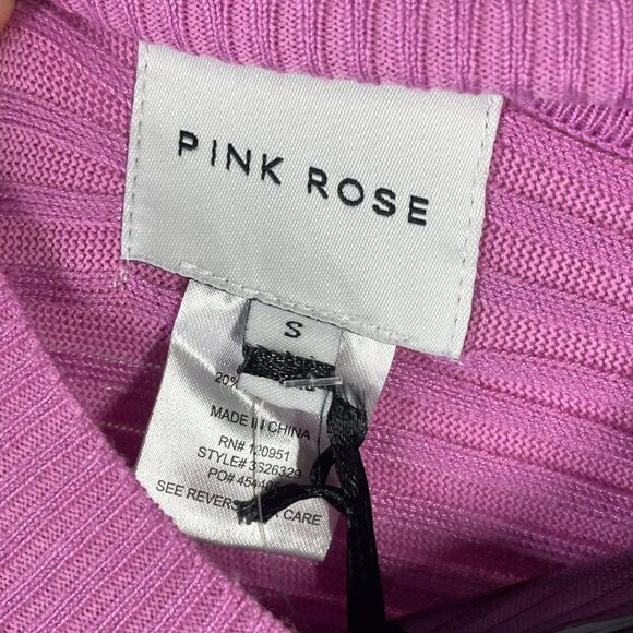 NEW Pink Rose Sweater Womens Small purple knit crop dolman pull over - Picture 5 of 12